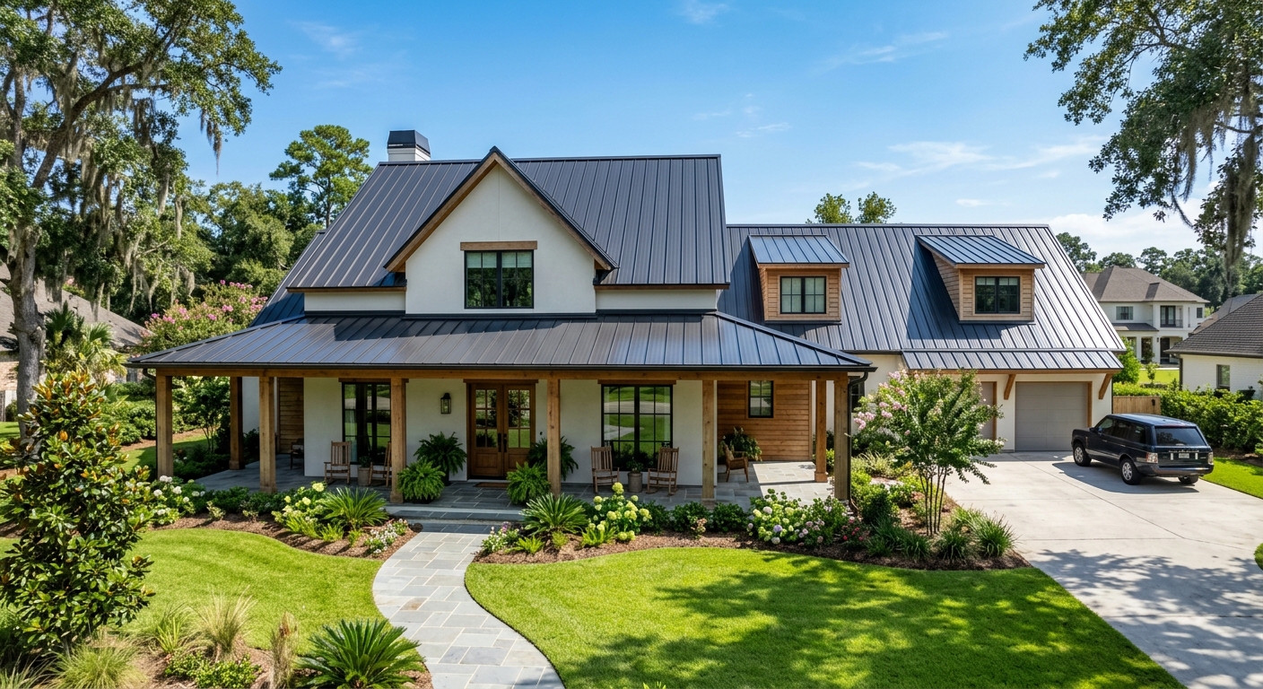 Standing seam metal roof installed on a home in Lake Charles, LA